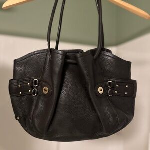 Cole Haan Chocolate Brown pebble Grain Leather Shoulder Bag